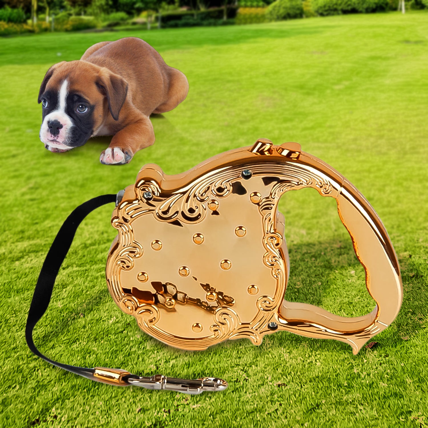 Retractable Telescopic Belt Rope Cat Golden Traction (3m Approx  1 Pc) Retractable Telescopic Belt Rope Cat Golden Traction (3m Approx  1 Pc)